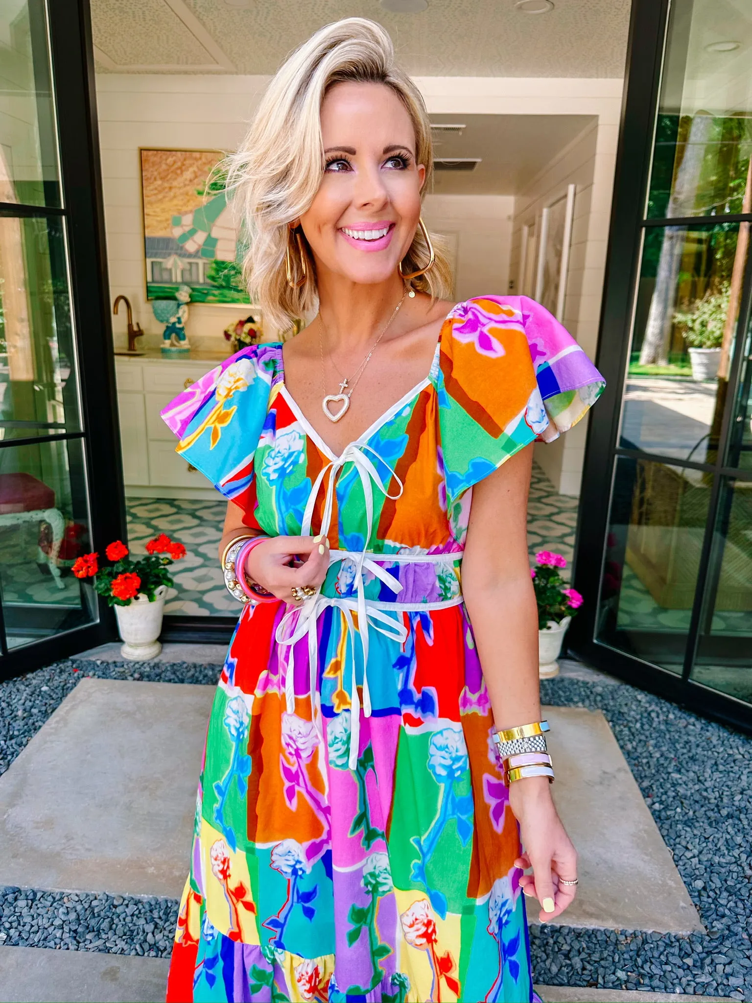 PETAL POP ART COLORFUL MIDI DRESS
