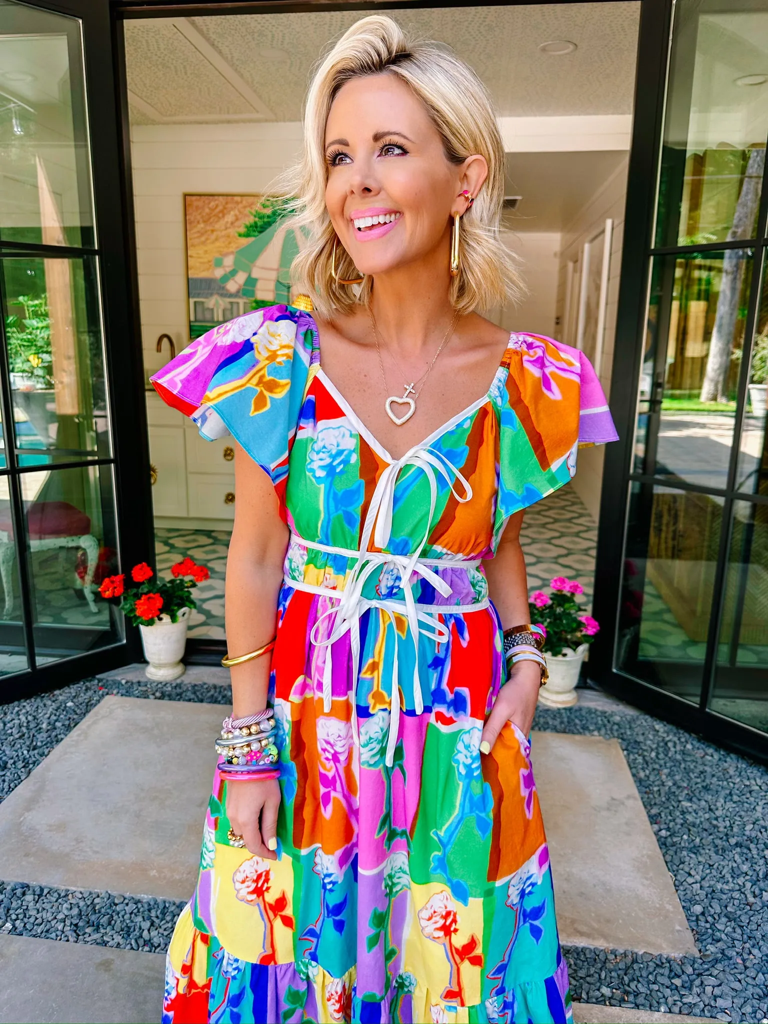PETAL POP ART COLORFUL MIDI DRESS