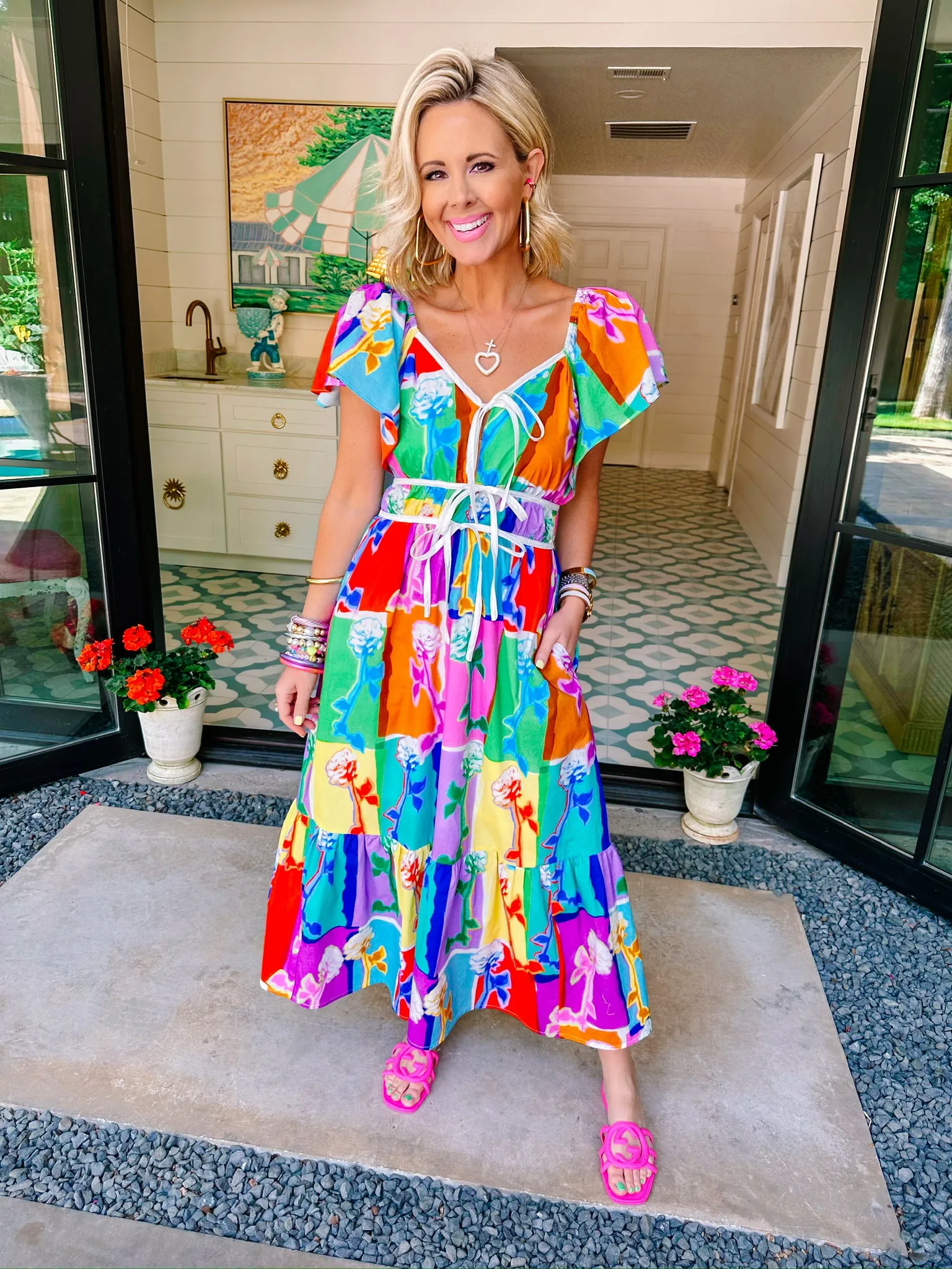 PETAL POP ART COLORFUL MIDI DRESS