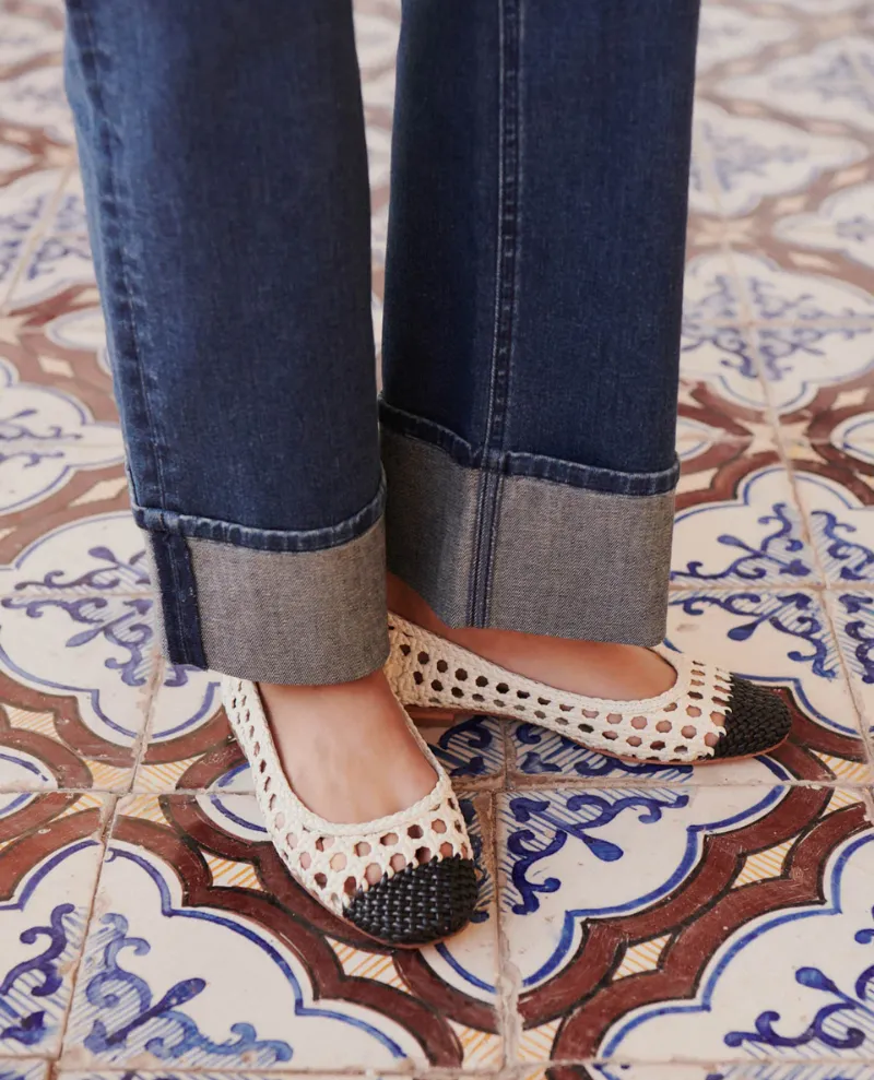 Petite Mendigote Coralie Cream Woven Ballet Pumps