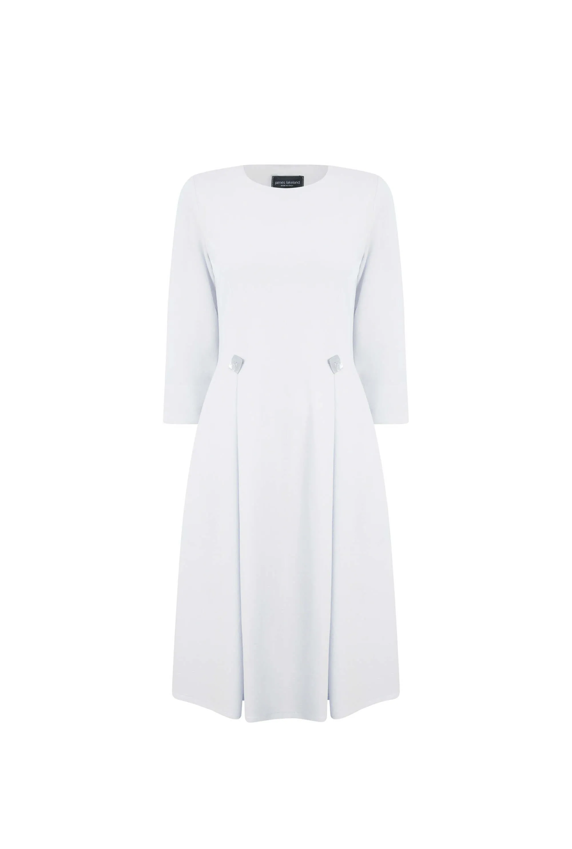 Pin Tuck Button Midi Dress Cream