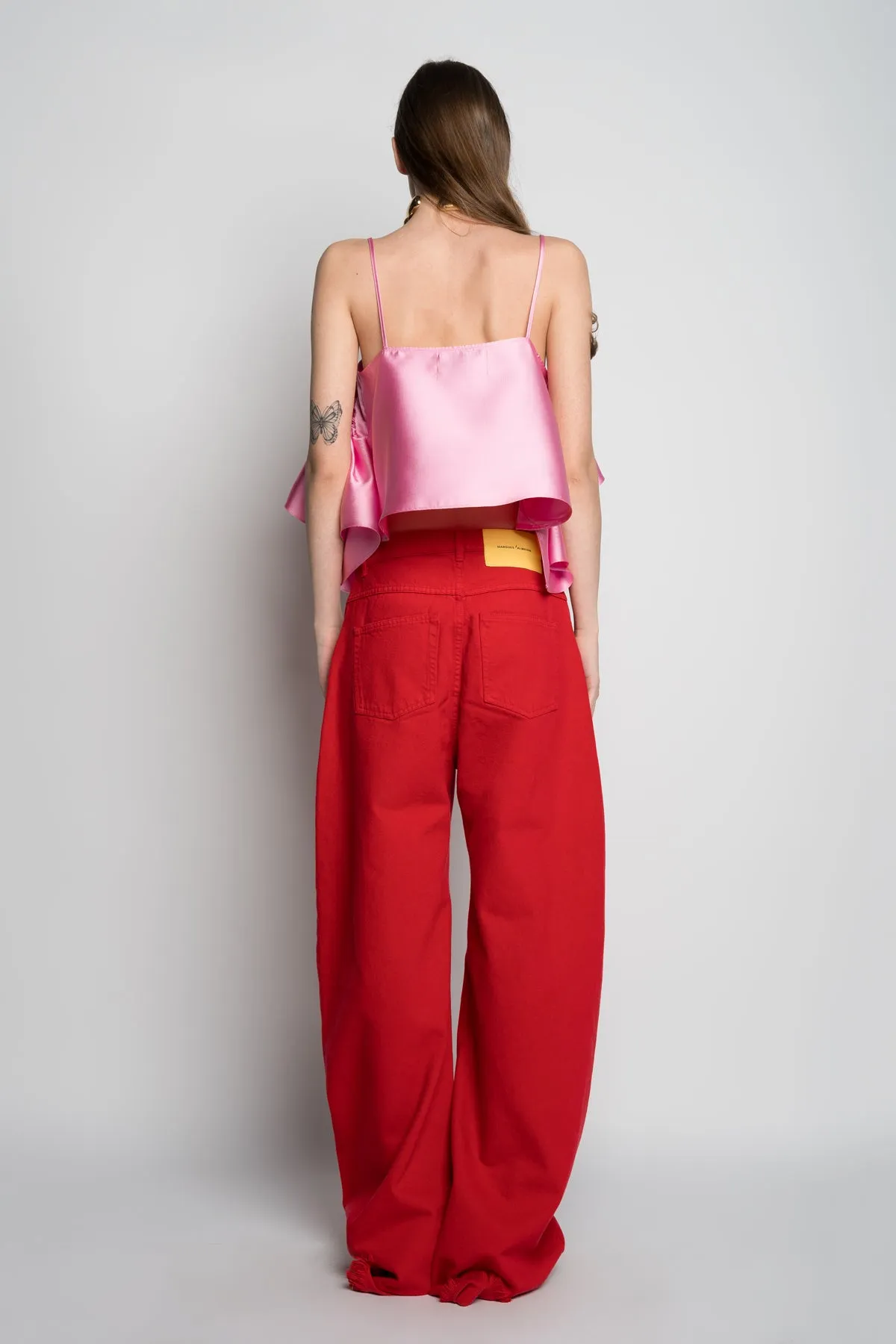 PINK FRONT FRILL TOP