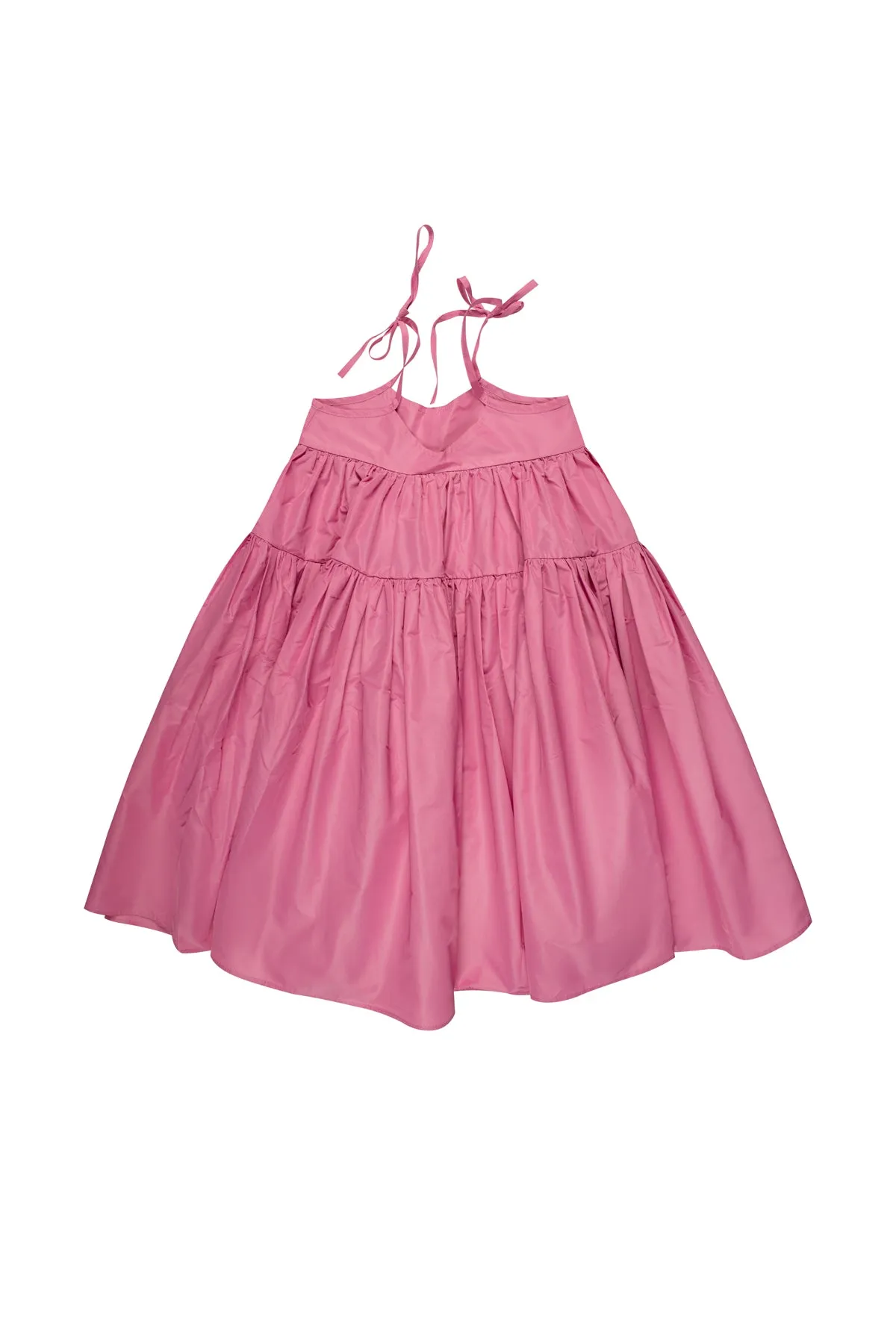 PINK STRAPPY GATHERED DRESS