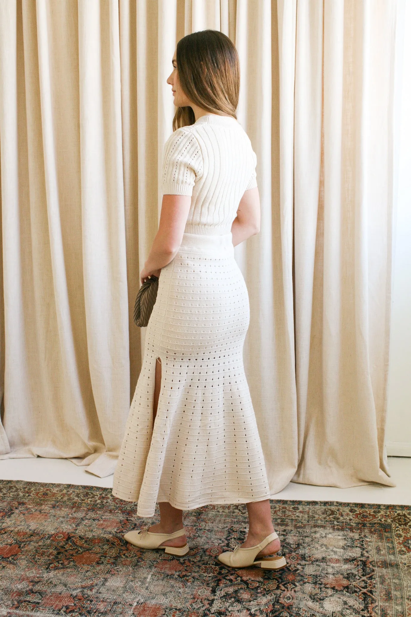 Pointelle Knit Set - Cream
