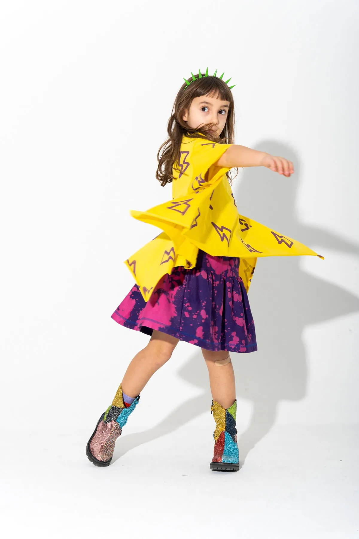 PURPLE AND PINK SPLATTERED FLEECE SKIRT