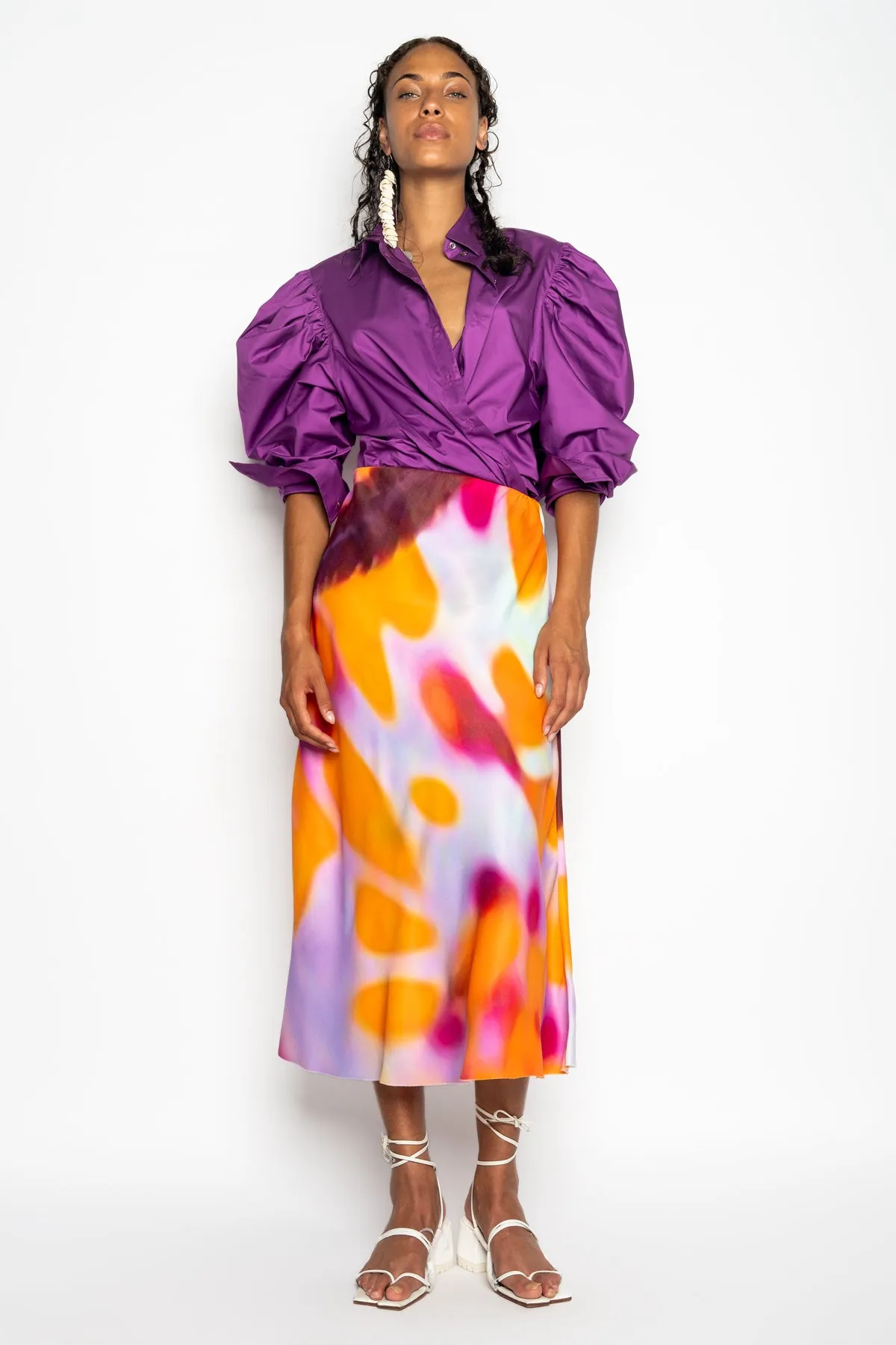 PURPLE BALLOON SLEEVE SHIRT