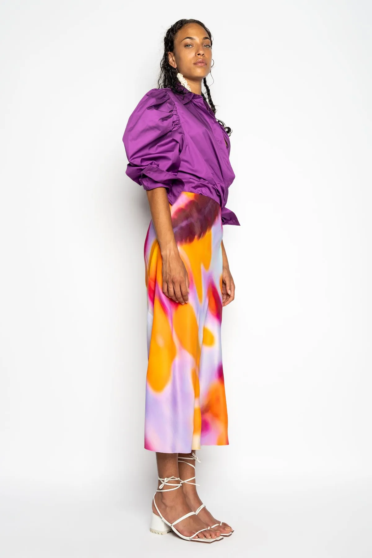 PURPLE BALLOON SLEEVE SHIRT