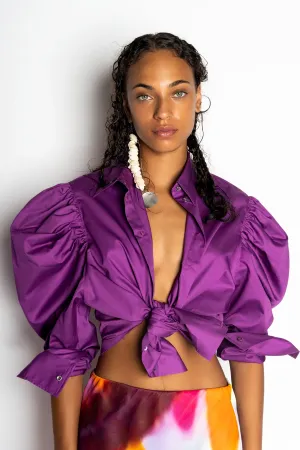 PURPLE BALLOON SLEEVE SHIRT