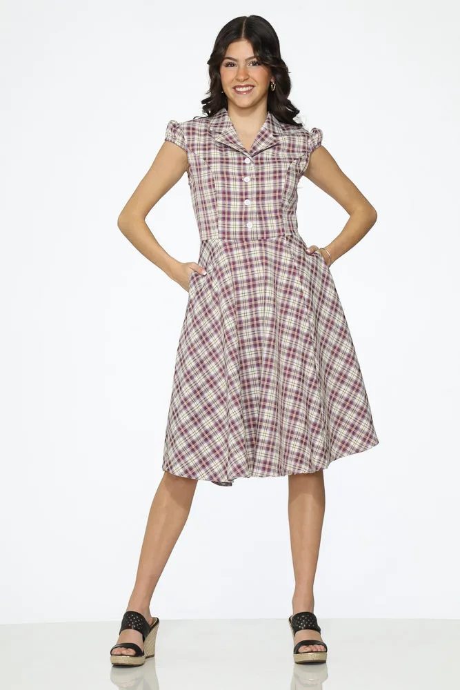 Purple Plaid Swing Dress