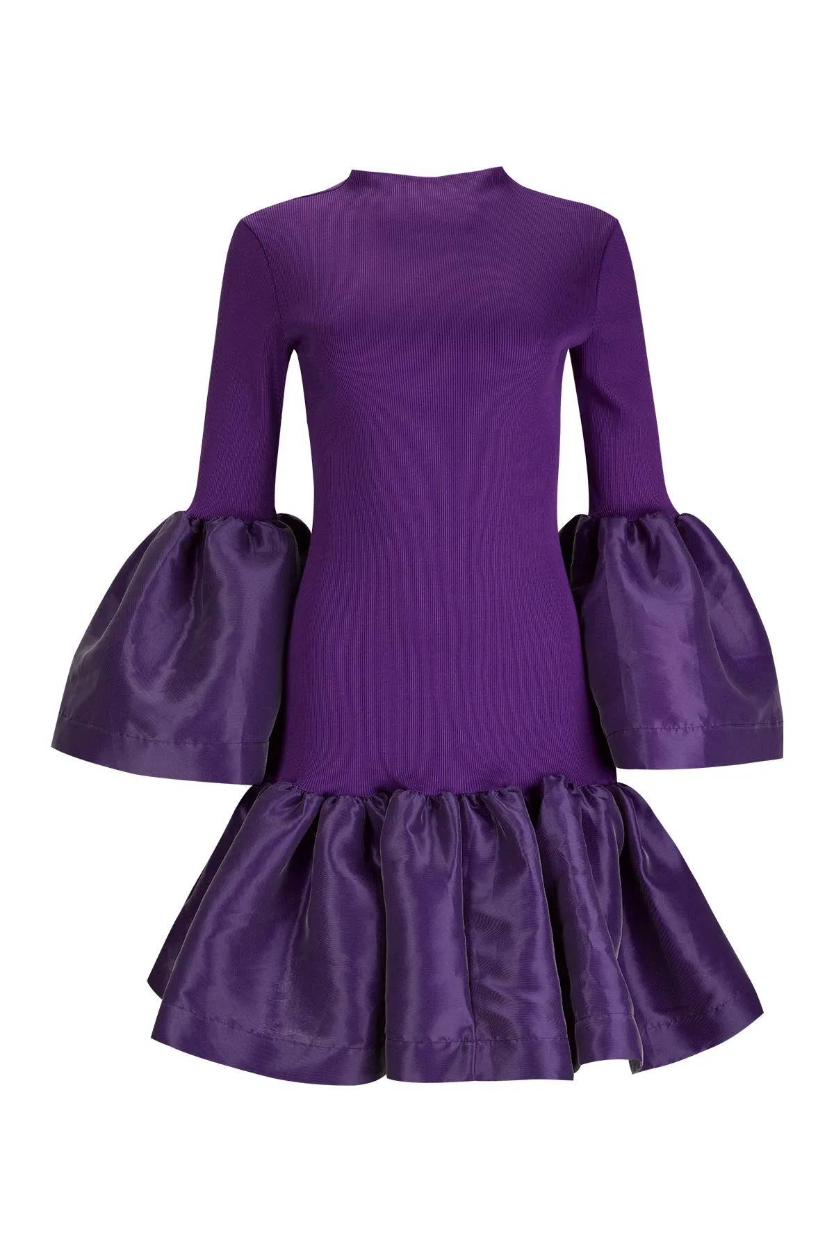PURPLE PUFF SLEEVE AND HEM DRESS