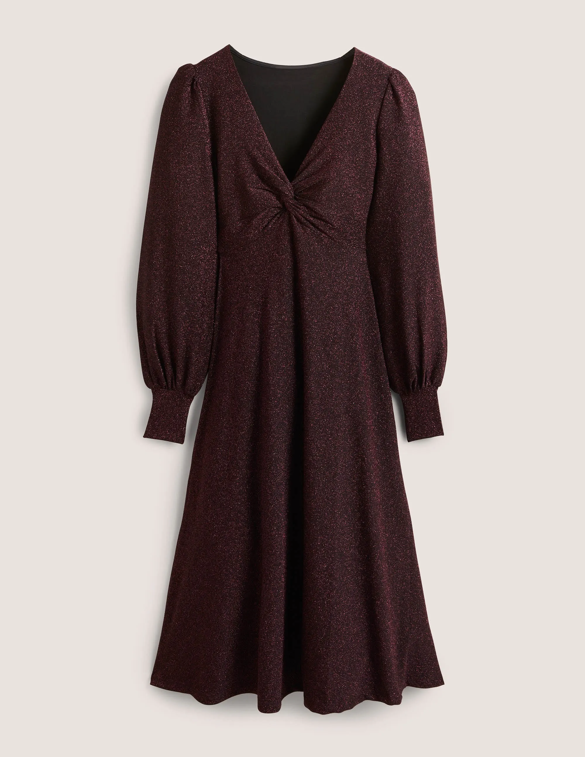 Purple Sparkle Metallic Jersey Midi Dress-Purple Sparkle