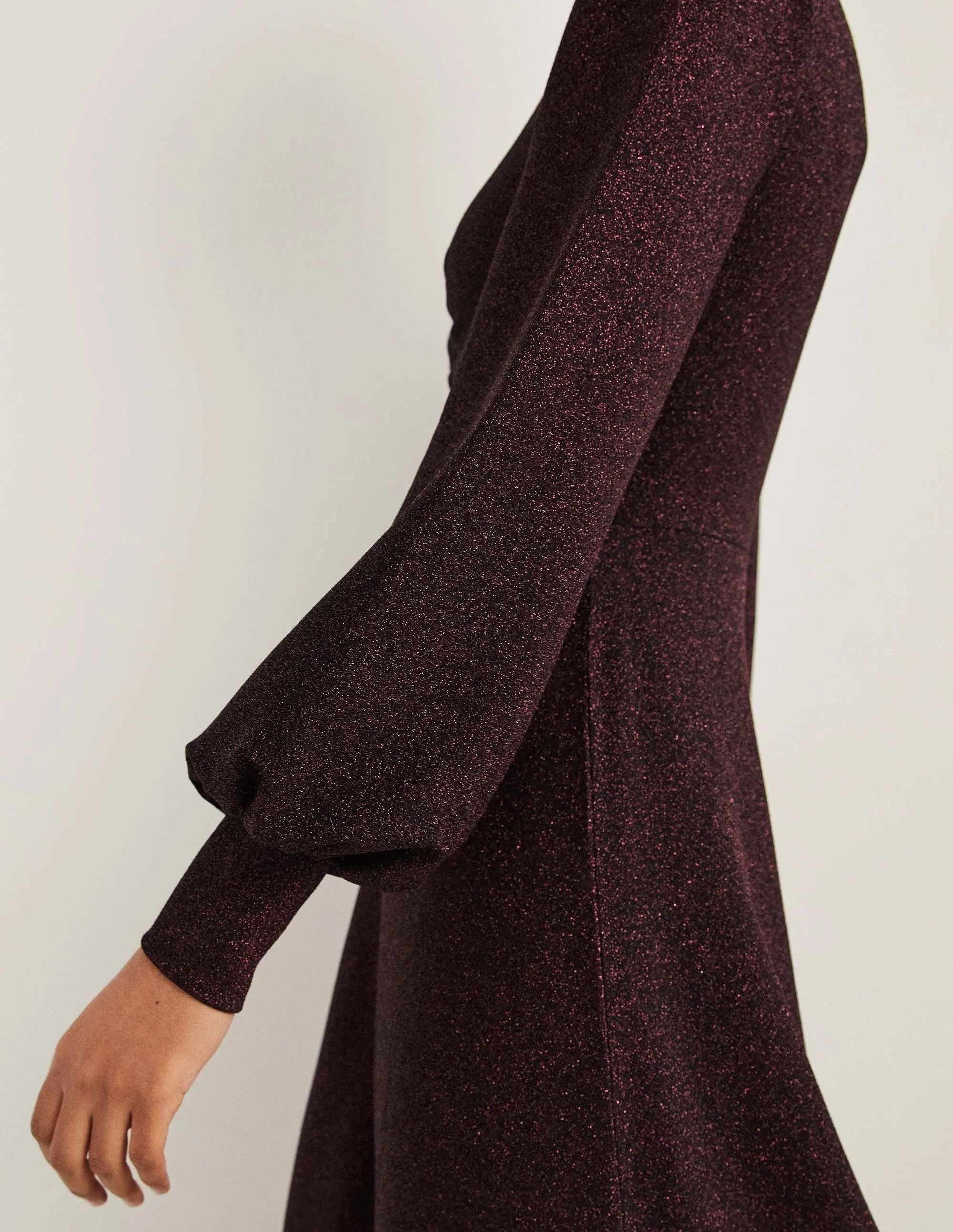 Purple Sparkle Metallic Jersey Midi Dress-Purple Sparkle