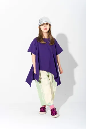 PURPLE T-SHIRT WITH SIDE FLAPS