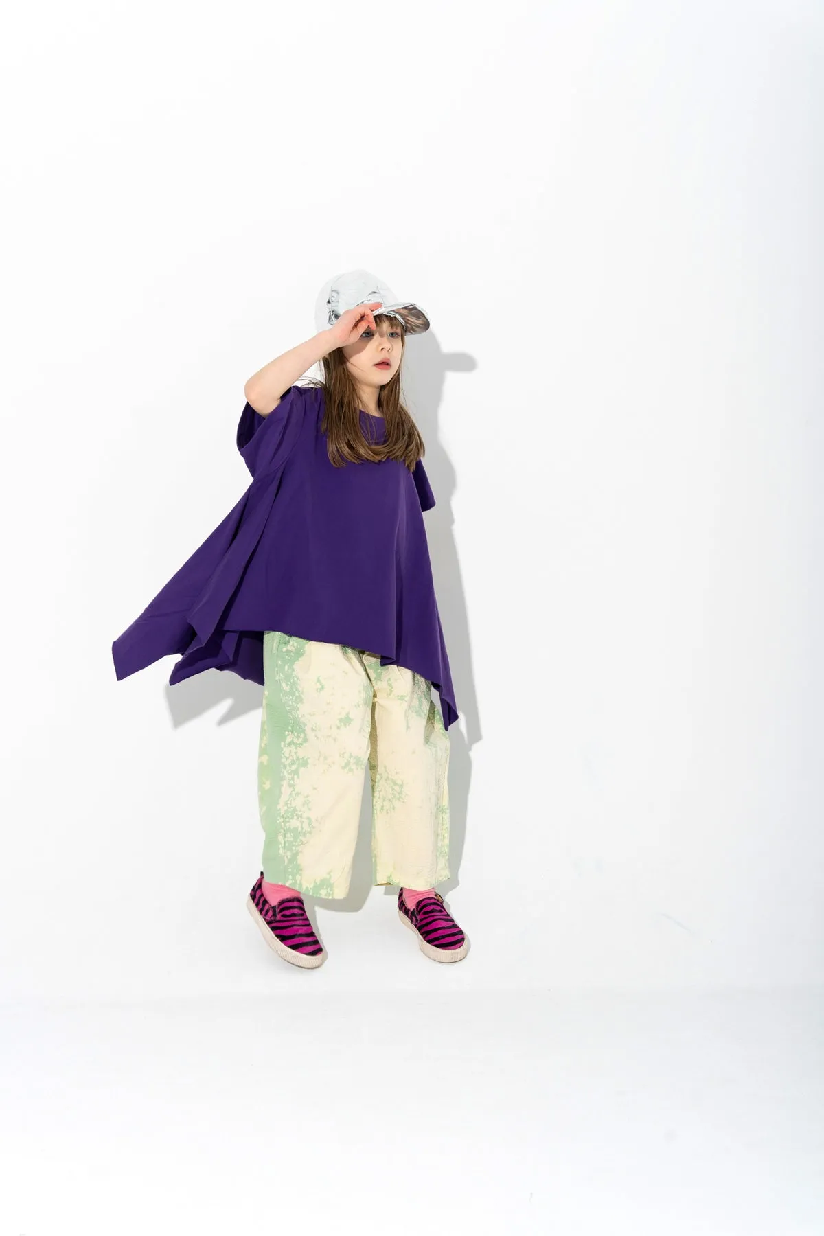 PURPLE T-SHIRT WITH SIDE FLAPS