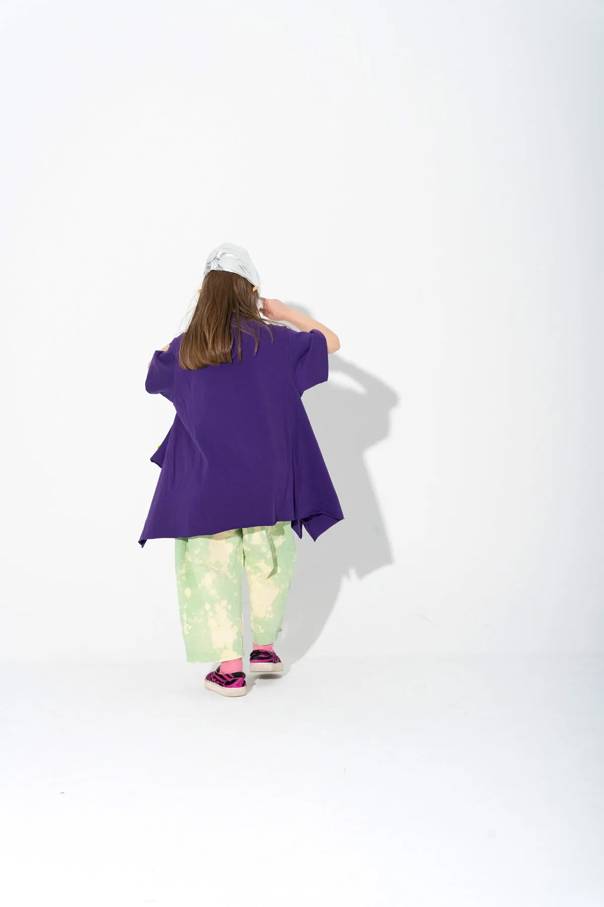 PURPLE T-SHIRT WITH SIDE FLAPS