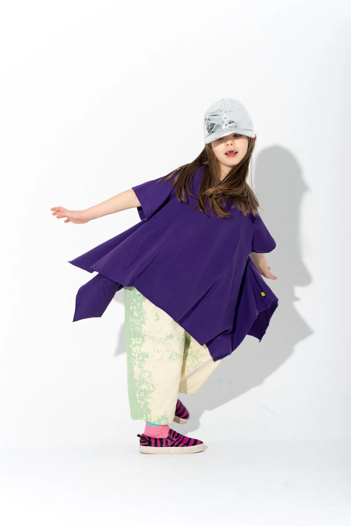 PURPLE T-SHIRT WITH SIDE FLAPS