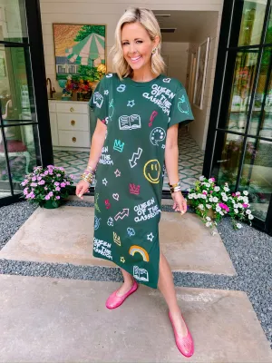 QUEEN OF THE CLASSROOM MIDI DRESS - DARK GREEN