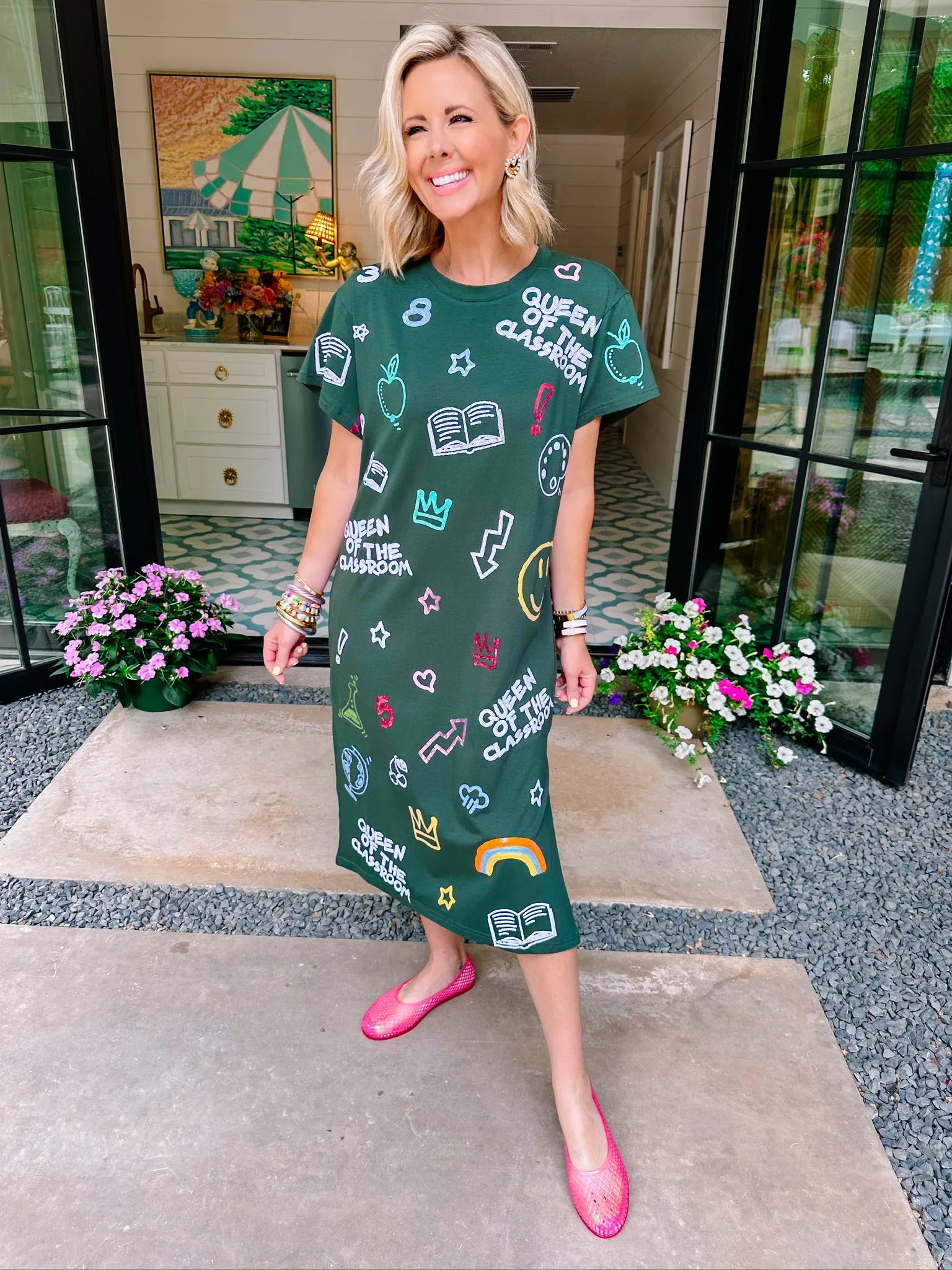 QUEEN OF THE CLASSROOM MIDI DRESS - DARK GREEN