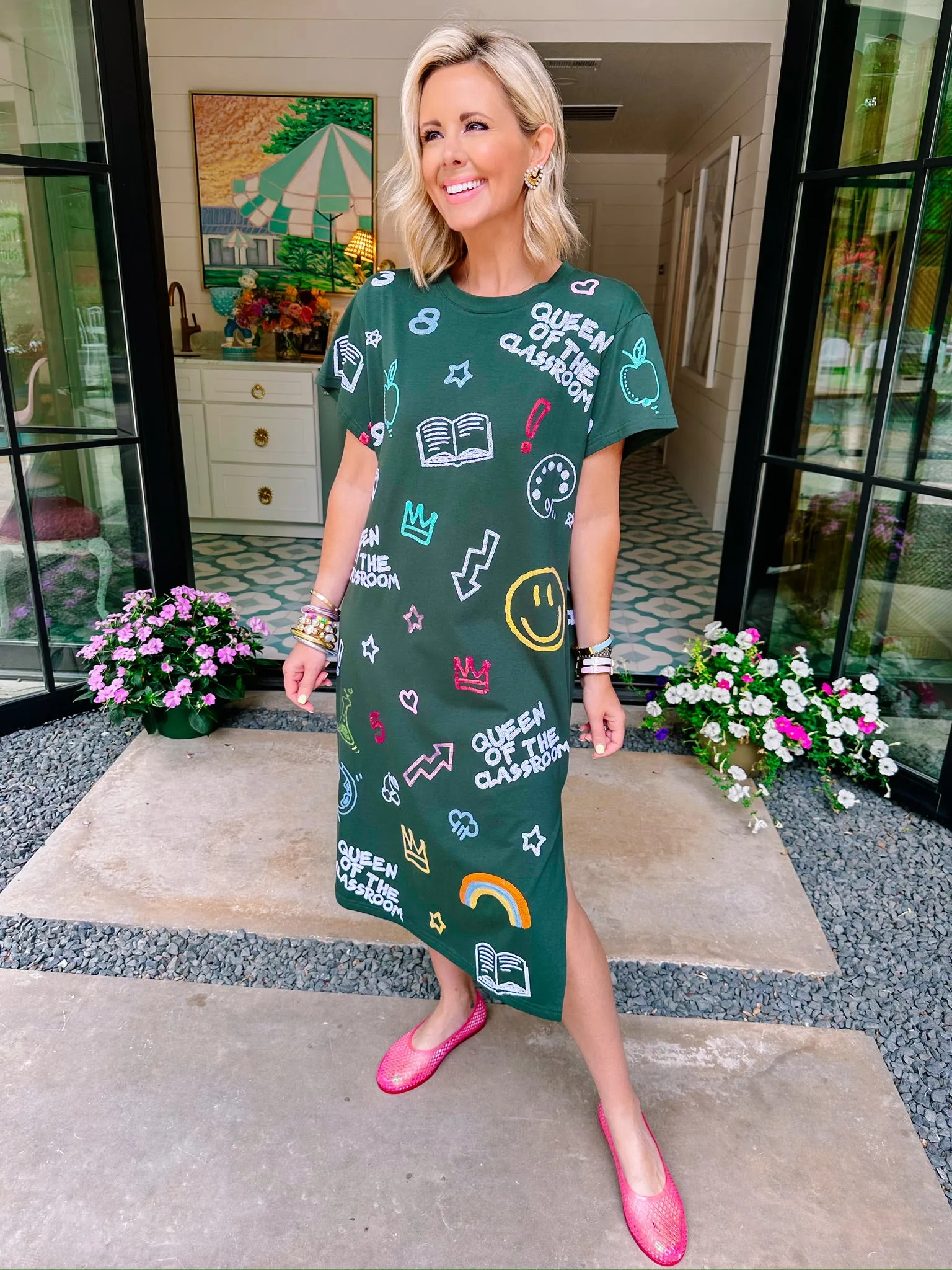 QUEEN OF THE CLASSROOM MIDI DRESS - DARK GREEN