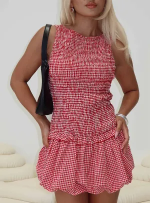 Radiostar Shirred Mini Dress Red