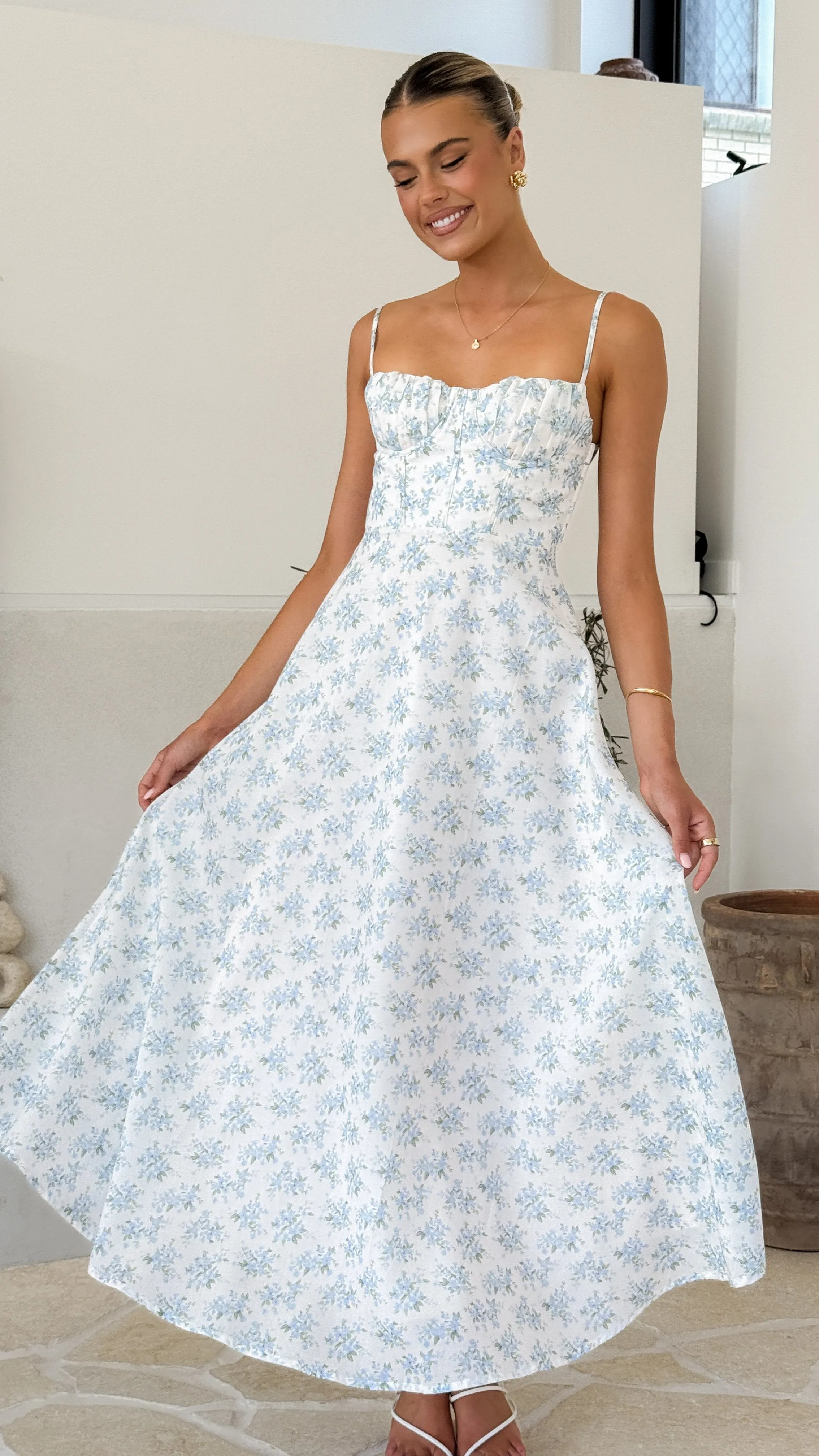 Rahima Maxi Dress - Baby Blue Floral