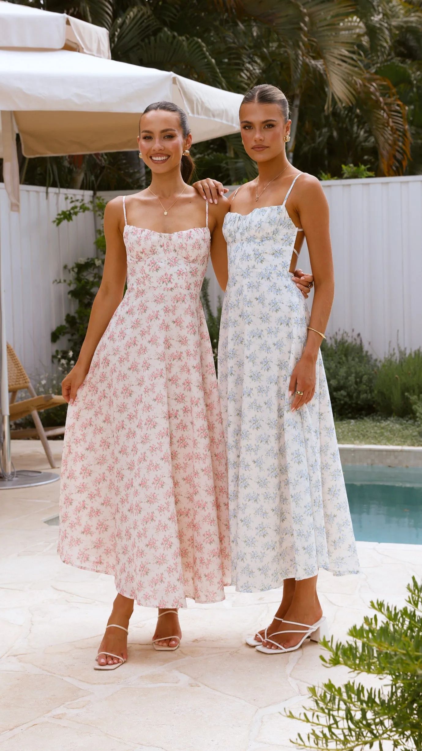 Rahima Maxi Dress - Baby Blue Floral