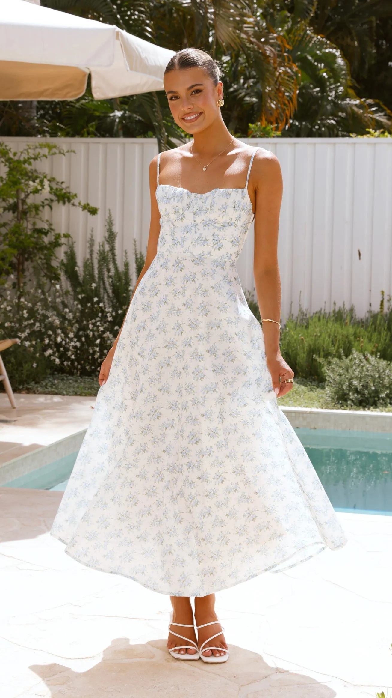 Rahima Maxi Dress - Baby Blue Floral