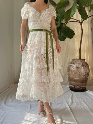 Rare Antique Mixed Lace Dress - XS