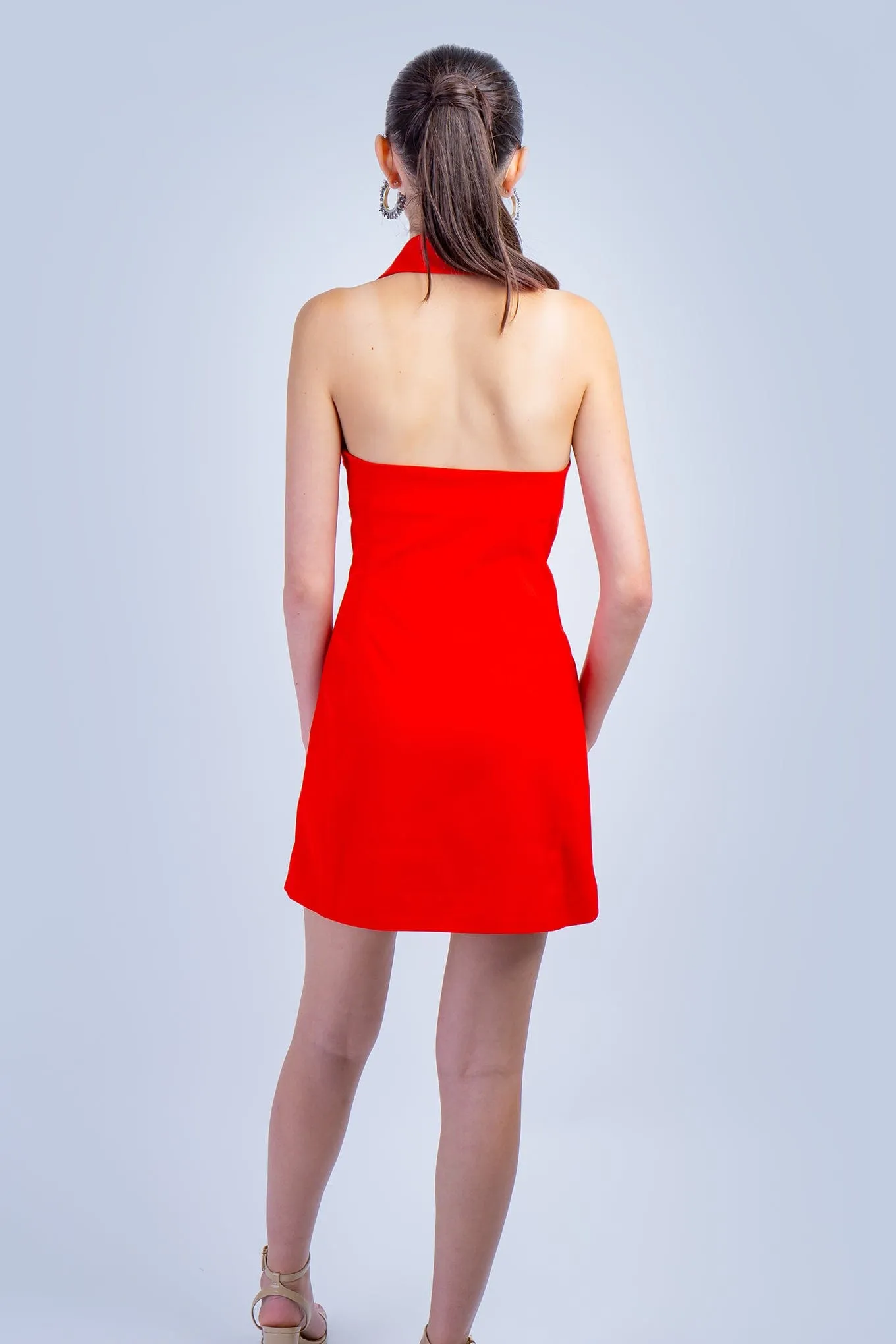 Red Halter Blazer Dress