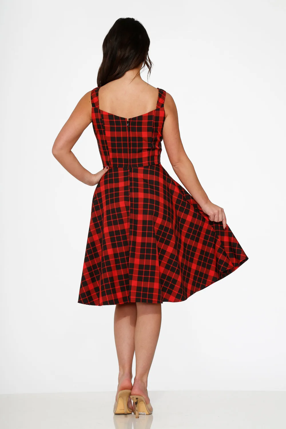 Red Plaid Swing Dress