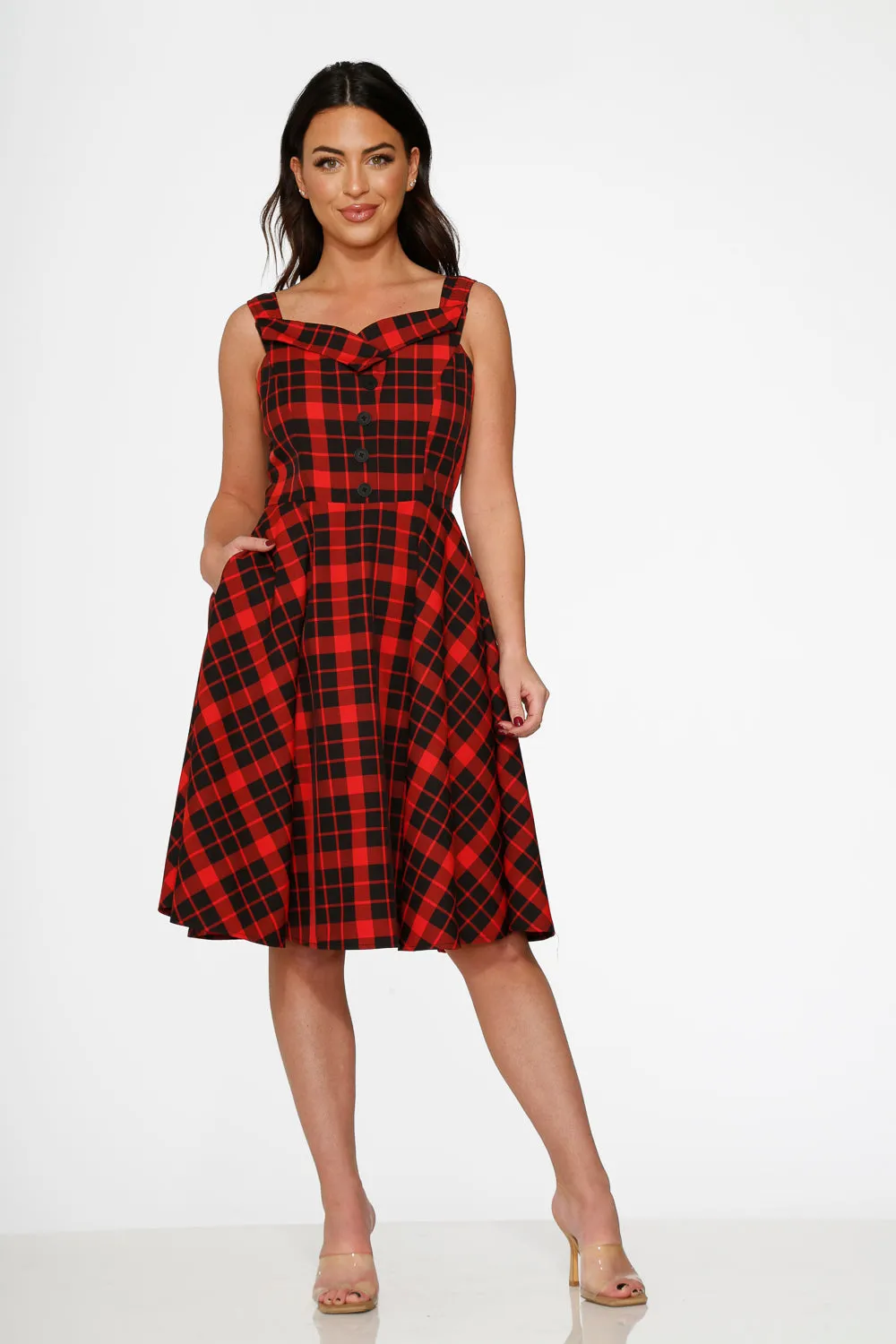 Red Plaid Swing Dress