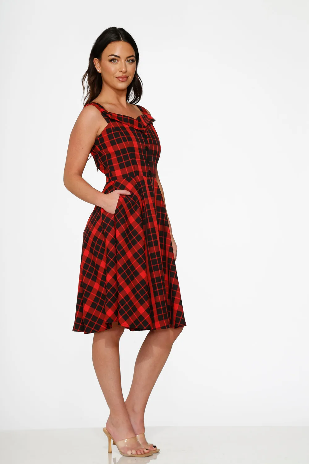 Red Plaid Swing Dress