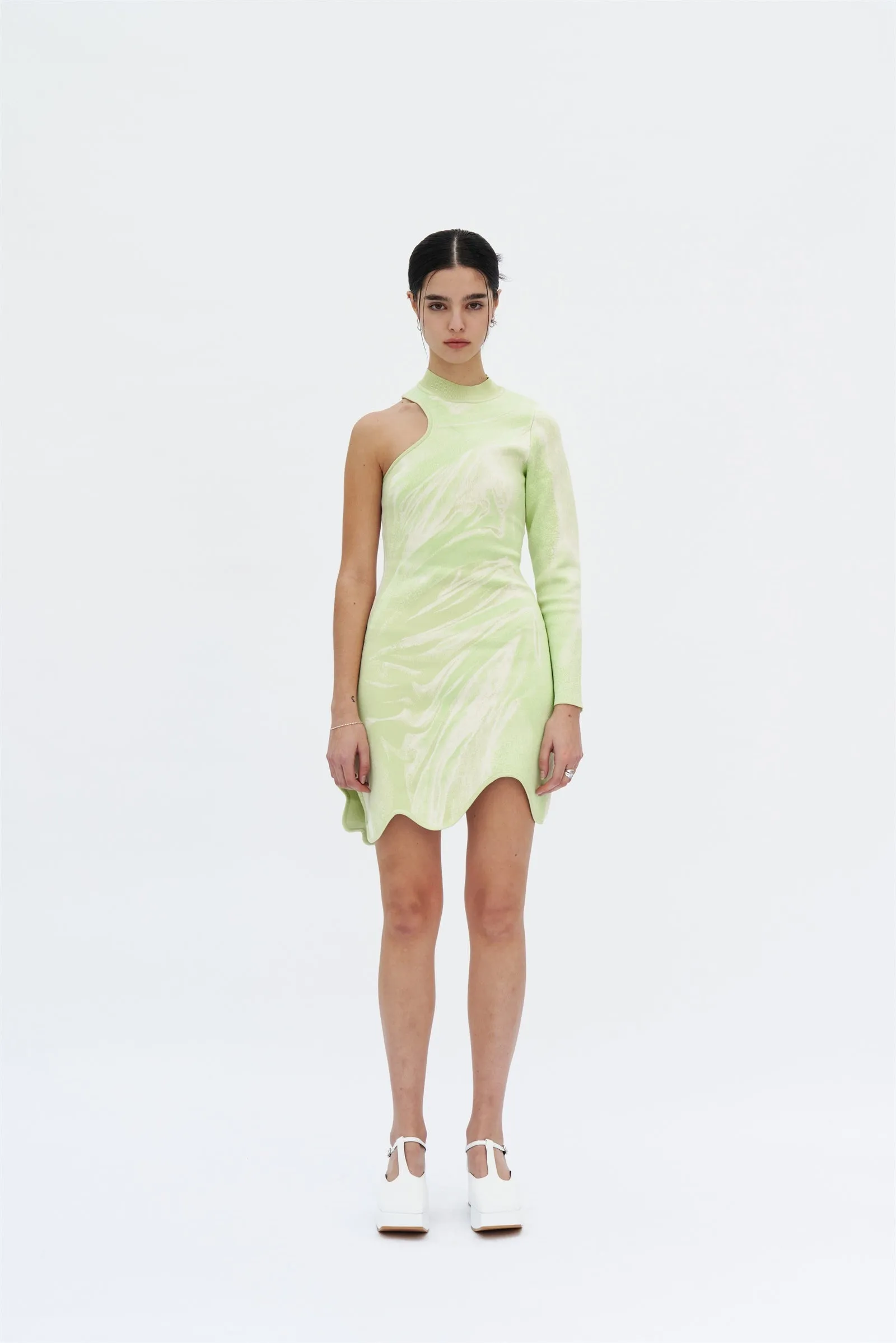 REX ONE SLEEVE WAVY DRESS
