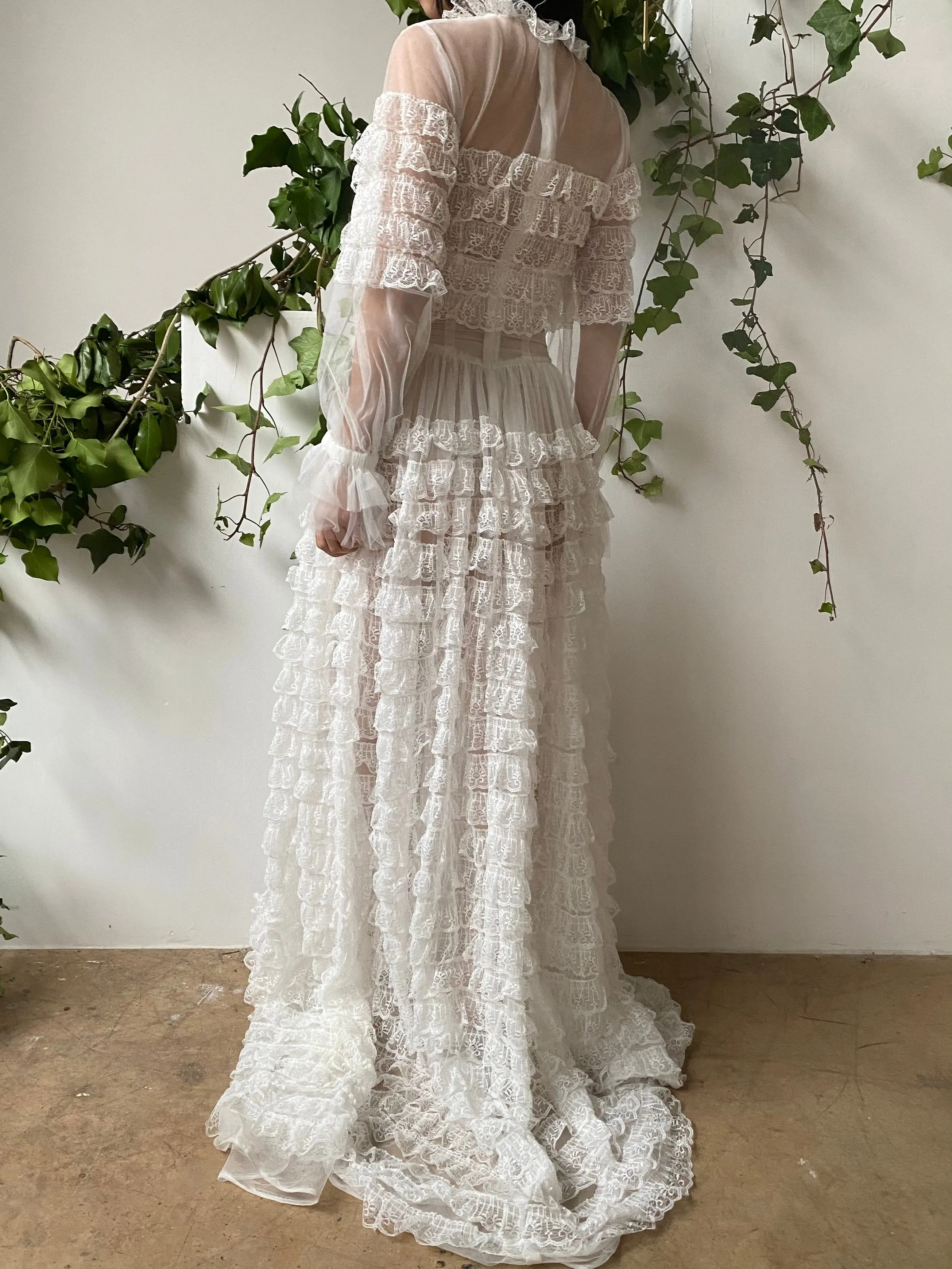 Ruffle Sheer Sheer Dress -  S/M