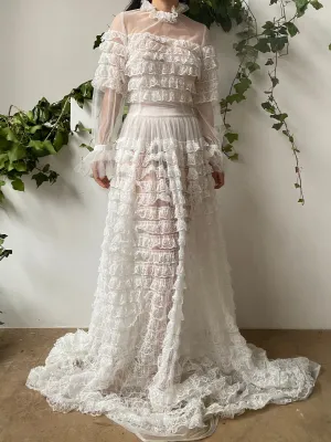 Ruffle Sheer Sheer Dress -  S/M