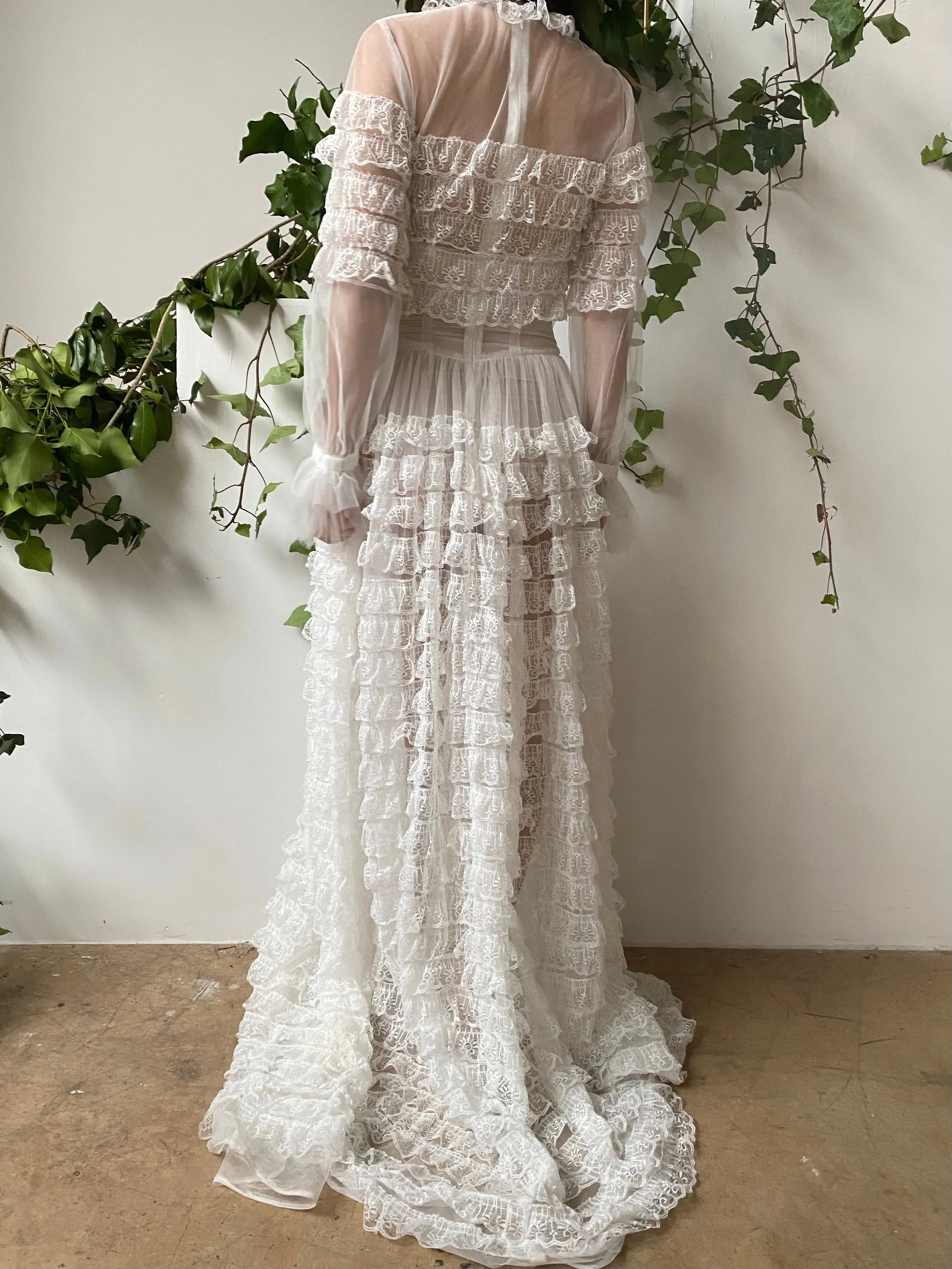 Ruffle Sheer Sheer Dress -  S/M