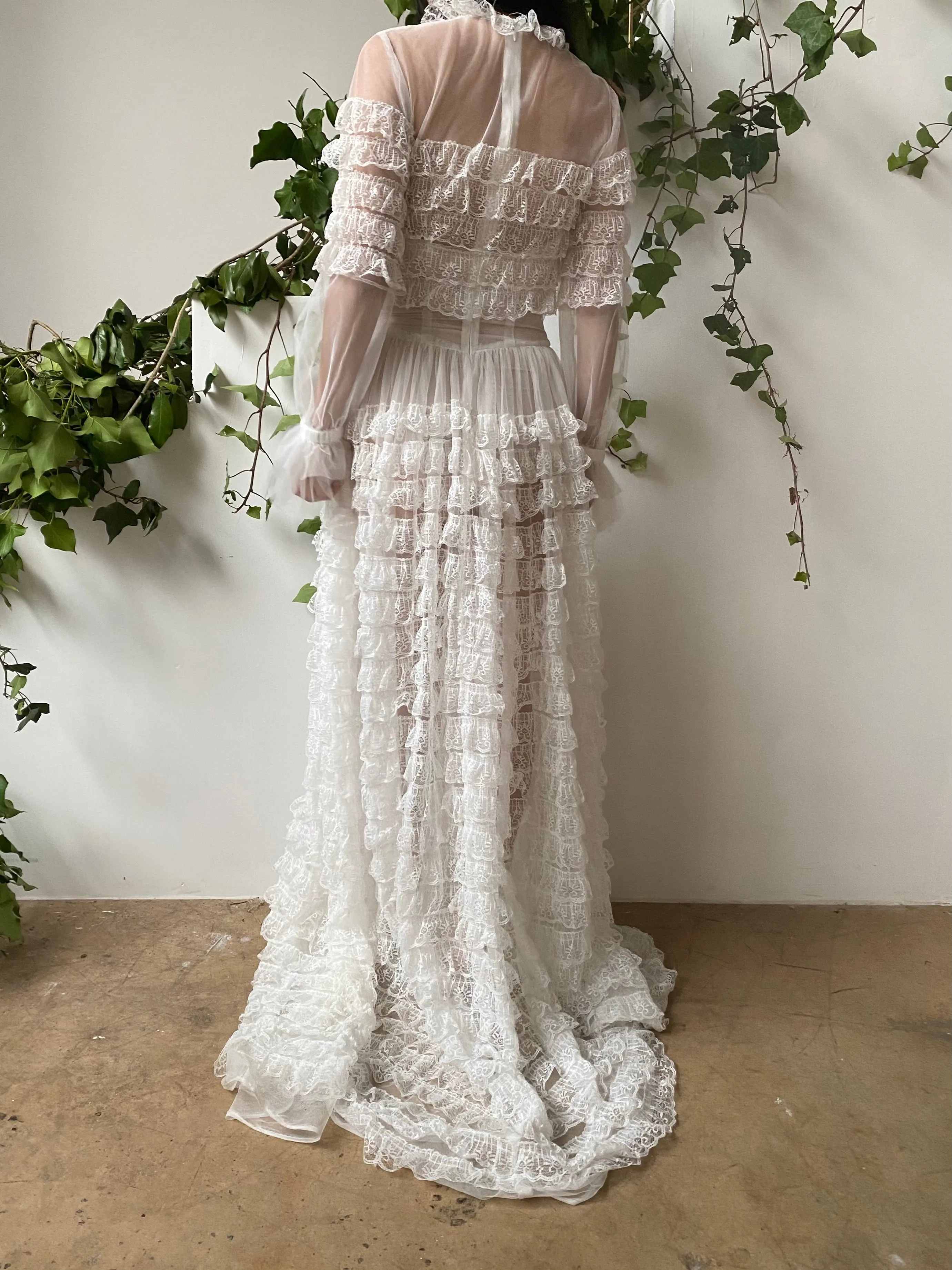 Ruffle Sheer Sheer Dress -  S/M