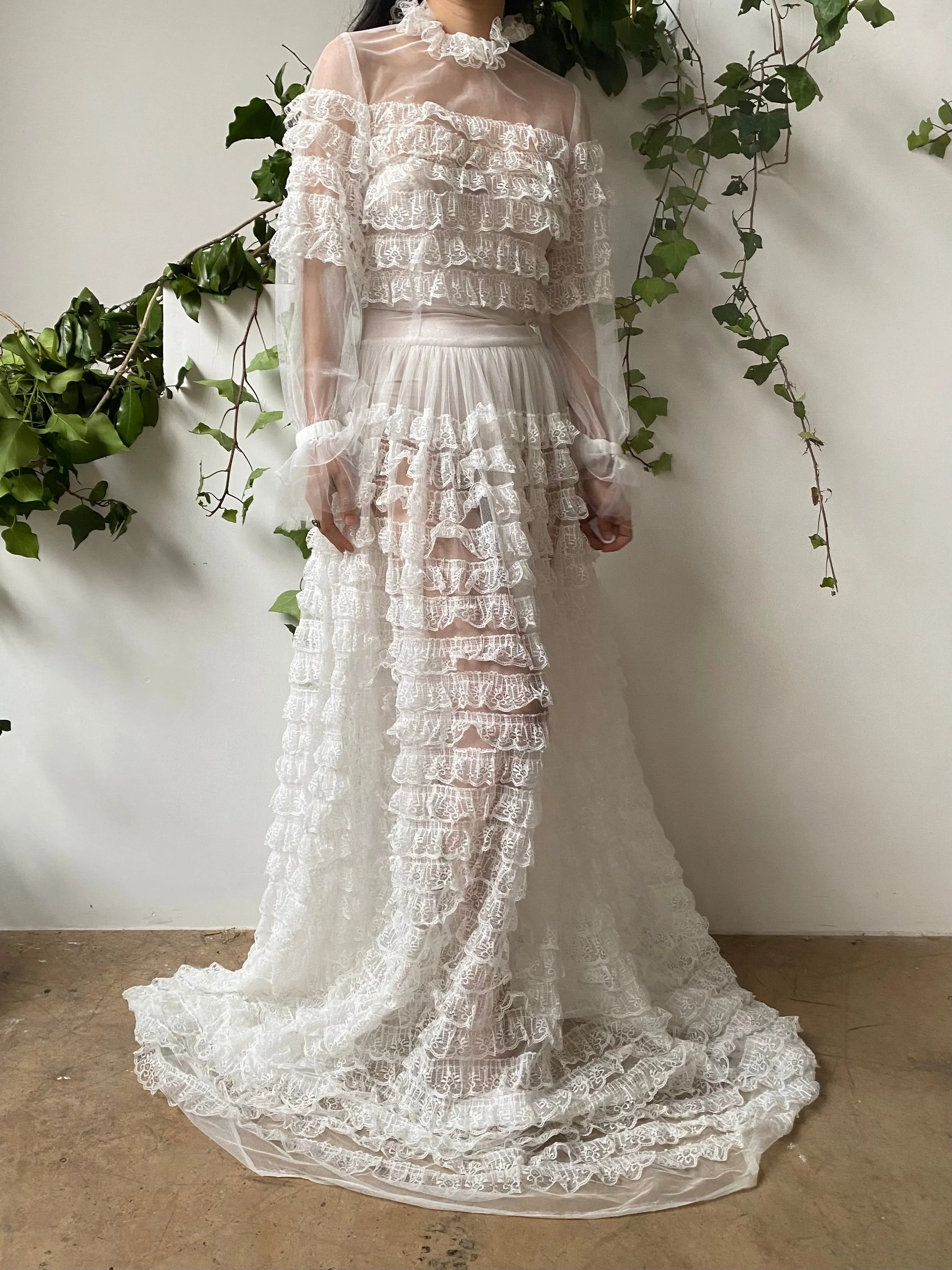 Ruffle Sheer Sheer Dress -  S/M