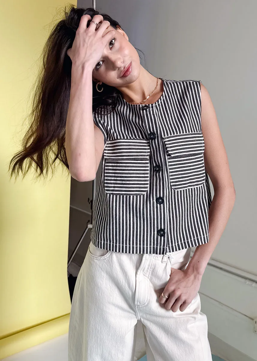 Sadet Striped Vest - Chocolat