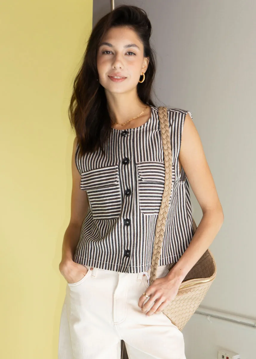 Sadet Striped Vest - Chocolat