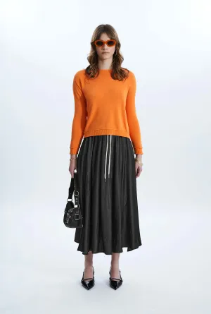 Scoop Neck Piped Edge Knit Orange