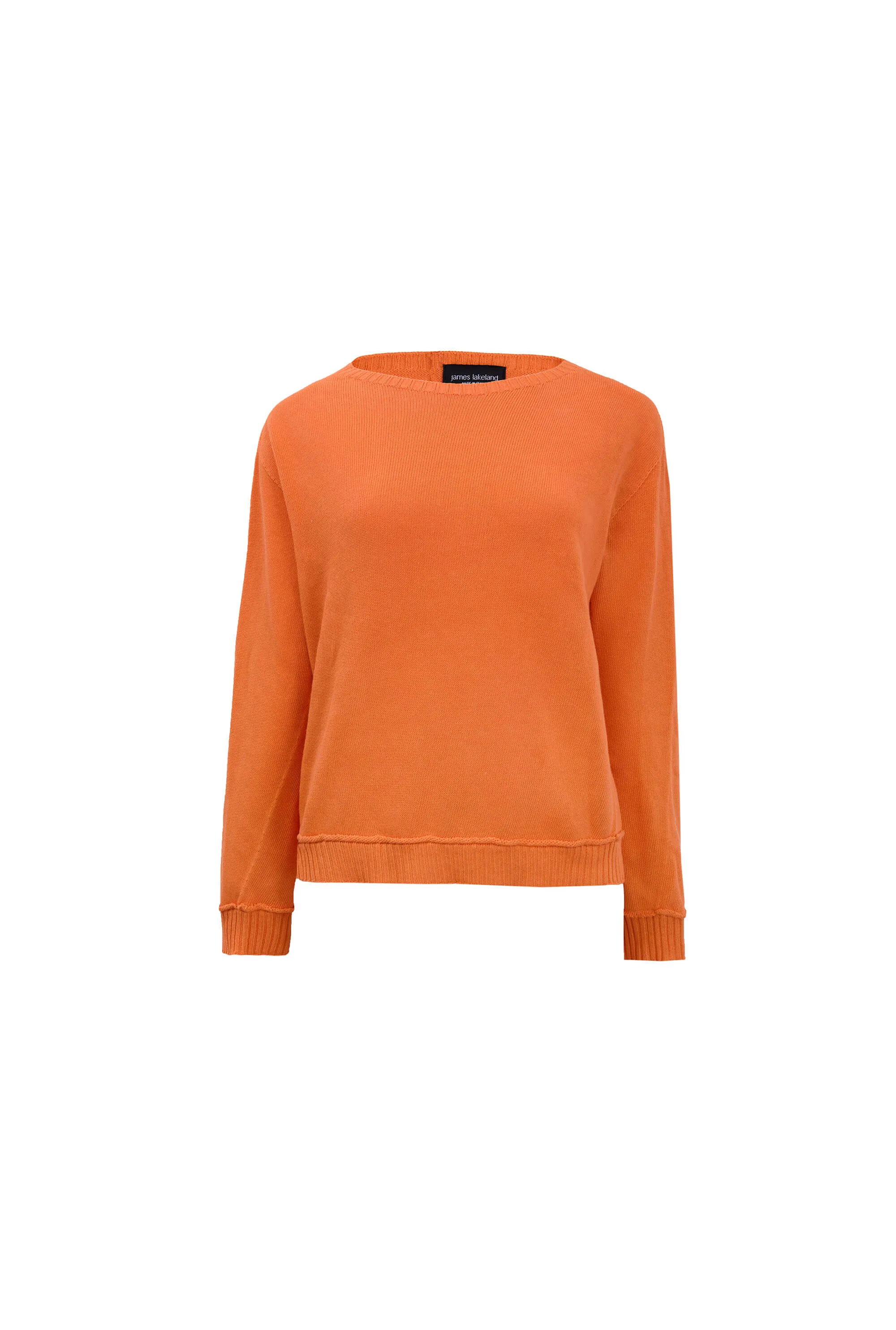 Scoop Neck Piped Edge Knit Orange