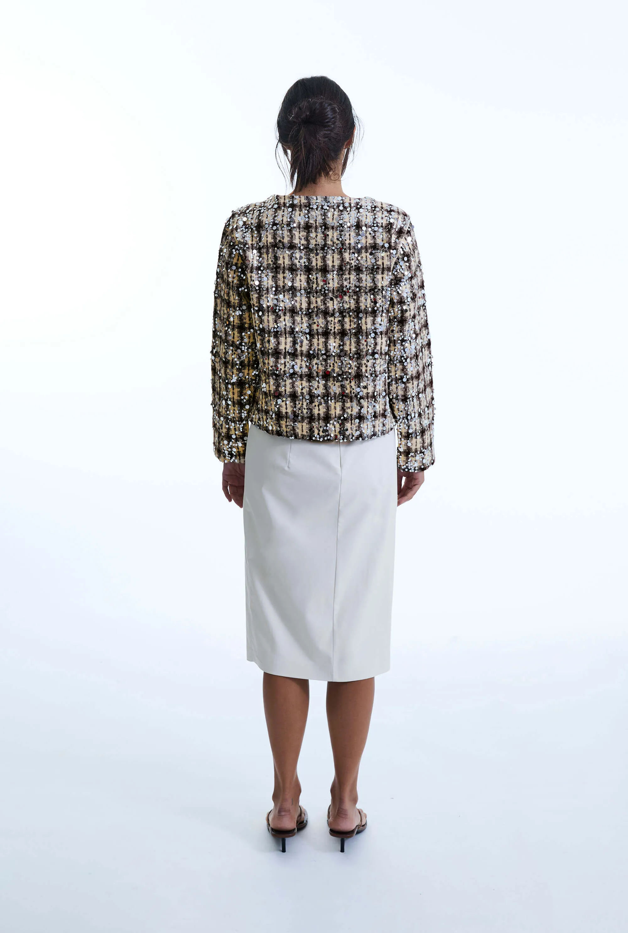 Sequin Tweed Beige Jacket