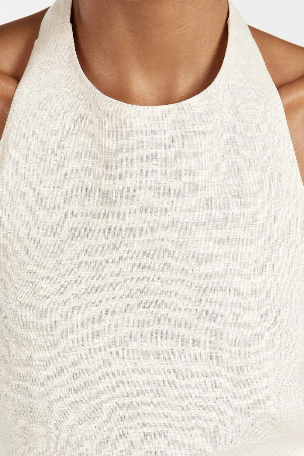 SERENA CREAM LINEN HALTER TOP