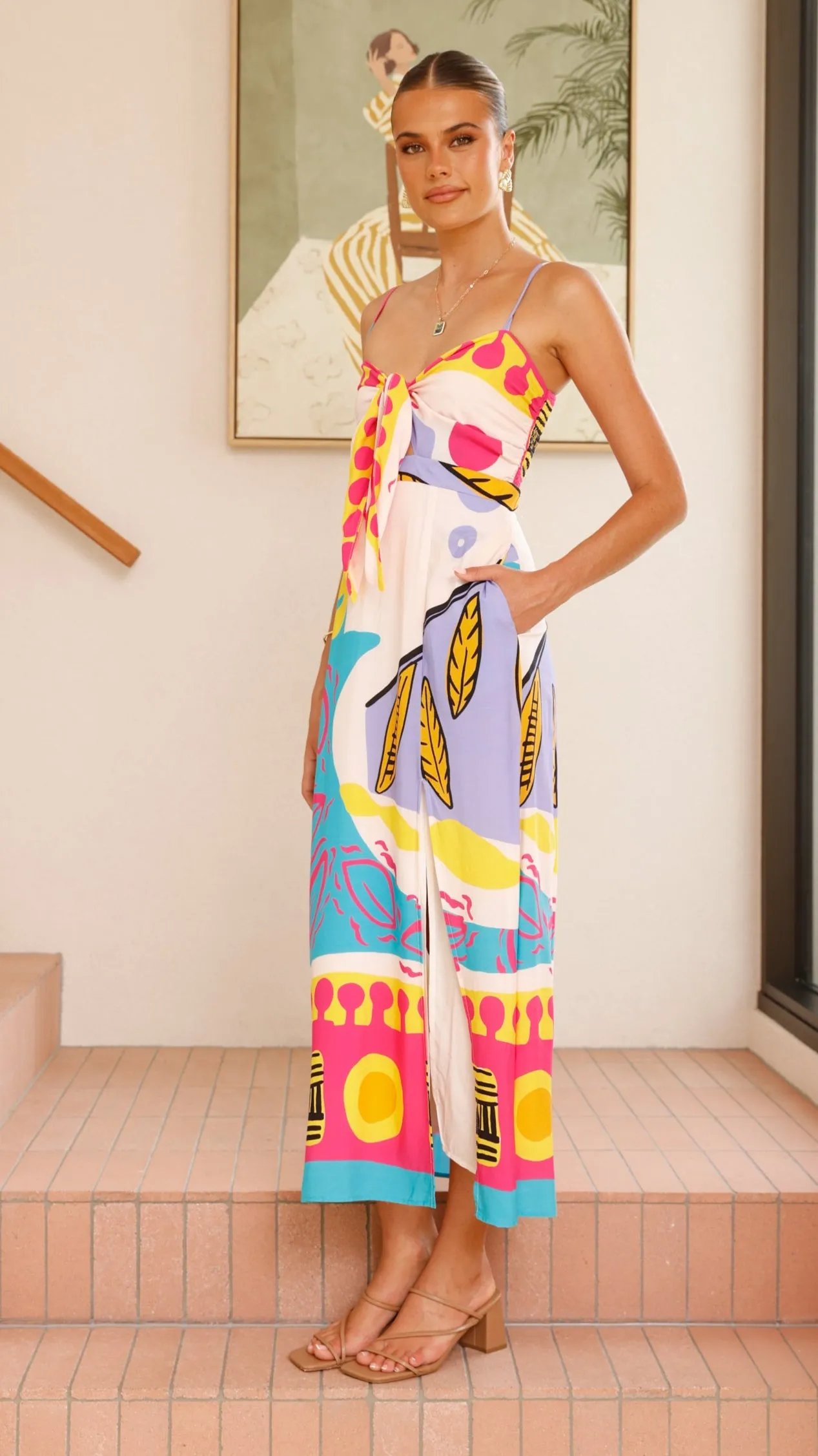 Shahar Maxi Dress - Pink Print