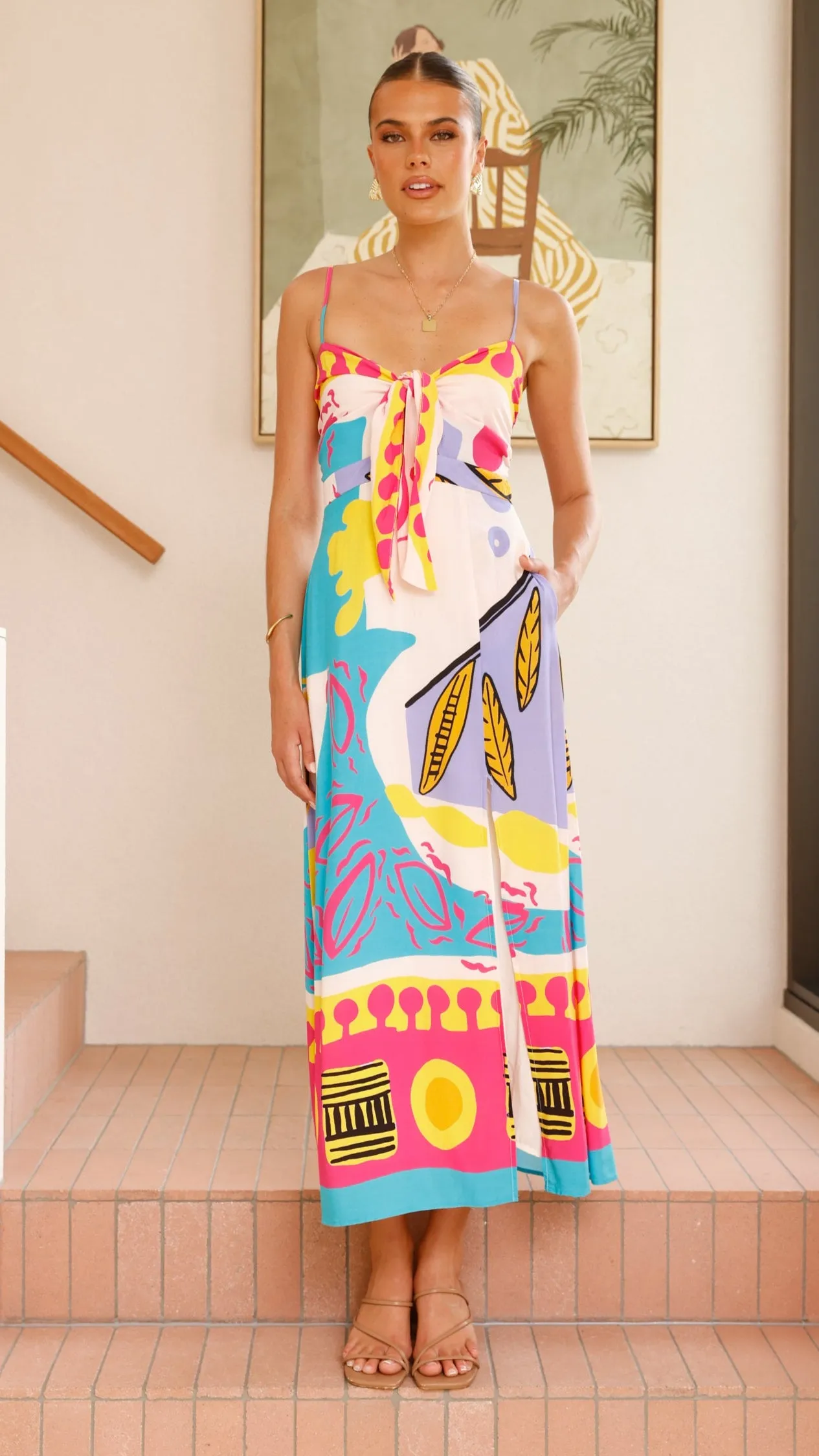 Shahar Maxi Dress - Pink Print