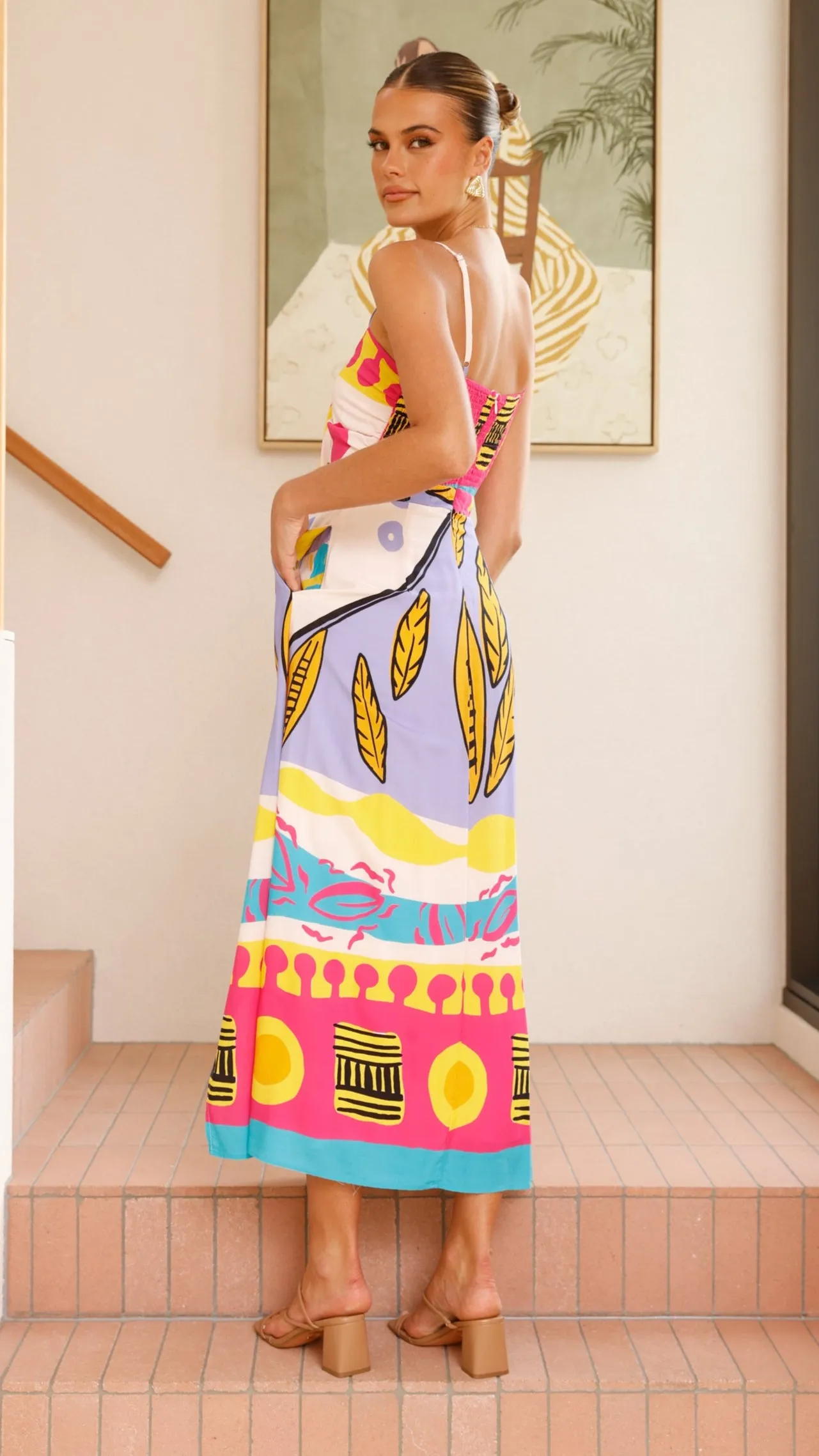 Shahar Maxi Dress - Pink Print