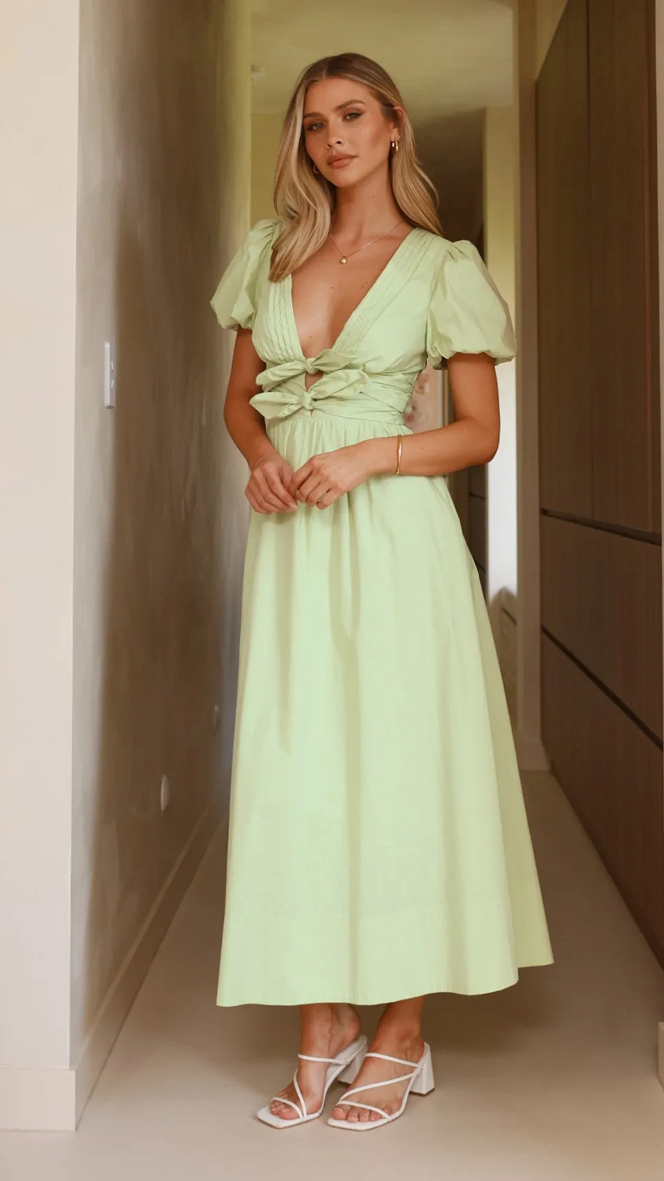 Sharni Bow Midi Dress - Mint