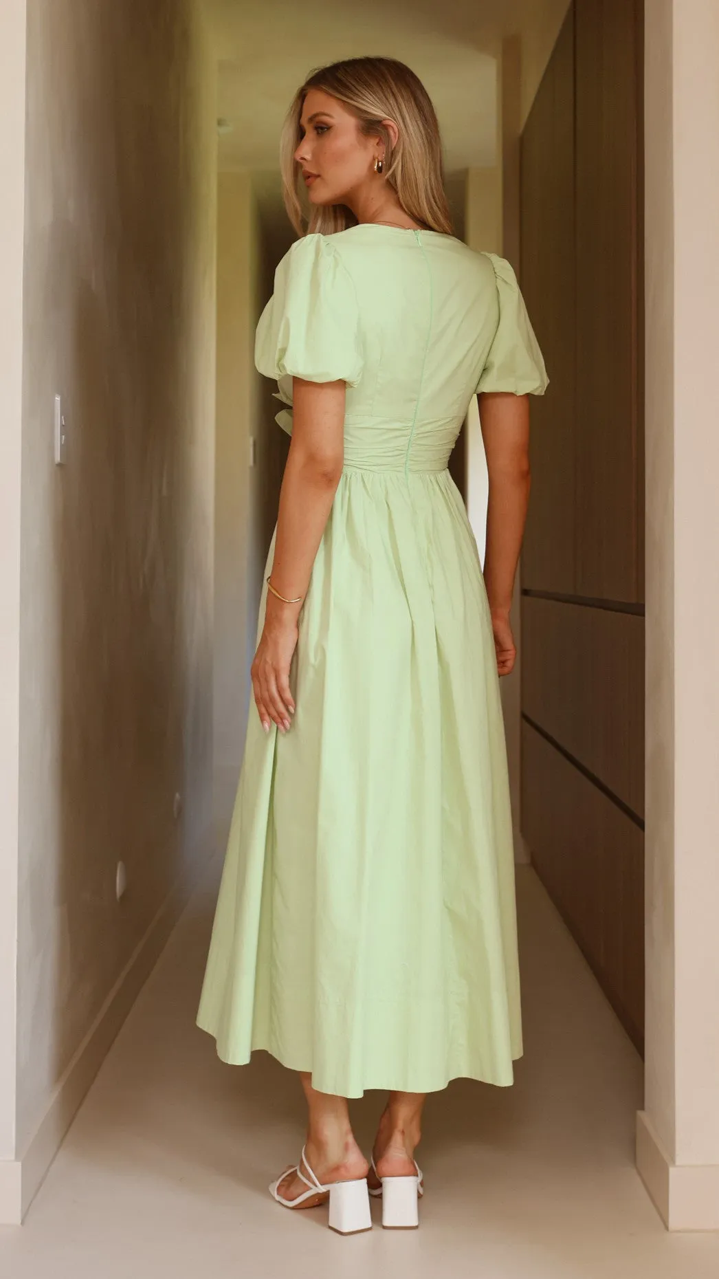 Sharni Bow Midi Dress - Mint