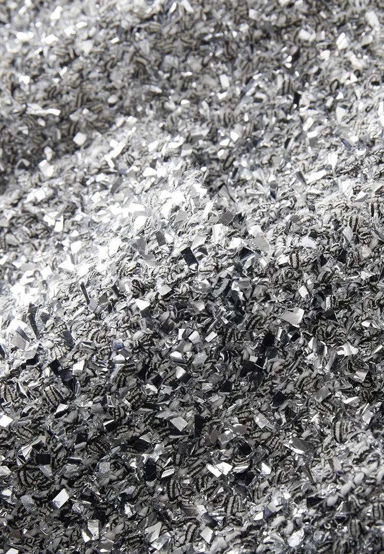 Silver Lurex Tweed Midi Dress